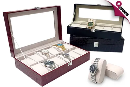 From QR69, Keep All Your Watches Secure with a 6-Piece OR 12-Piece Watch Organizer - Available in Three Classic Colors! (Up to QR500 Value)